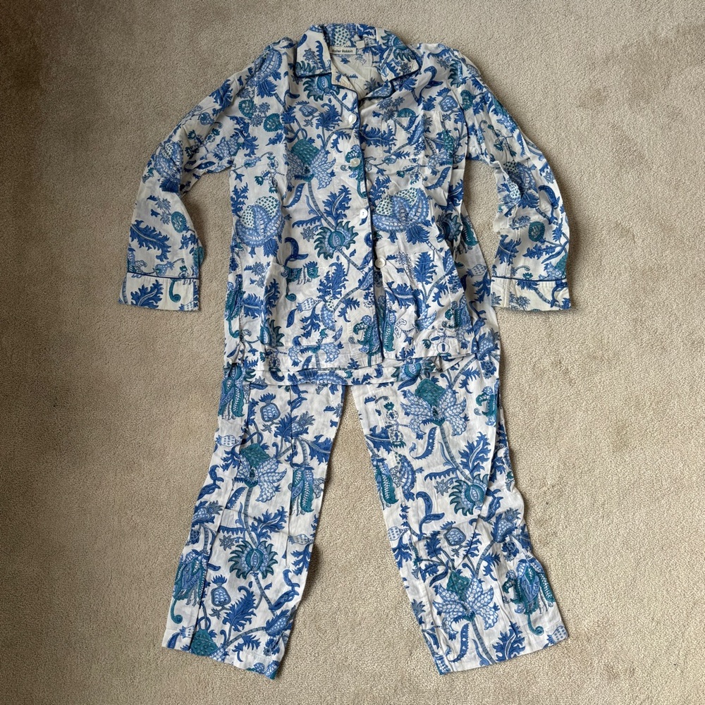 Roller Rabbit Amanda Blue Patterned Pajama Set - Picture 2 of 5